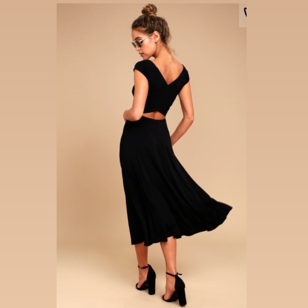 A LA MODE BLACK MIDI DRESS